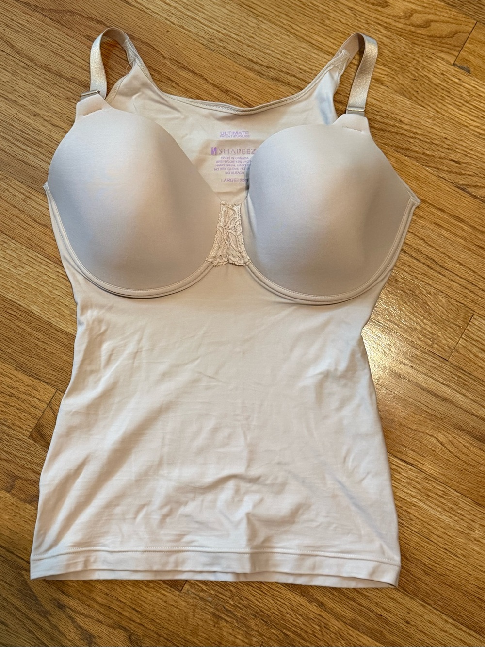 Shapeez Ultimate Shapewear Camisole Built In Bra Nude Large DDD NWOT
